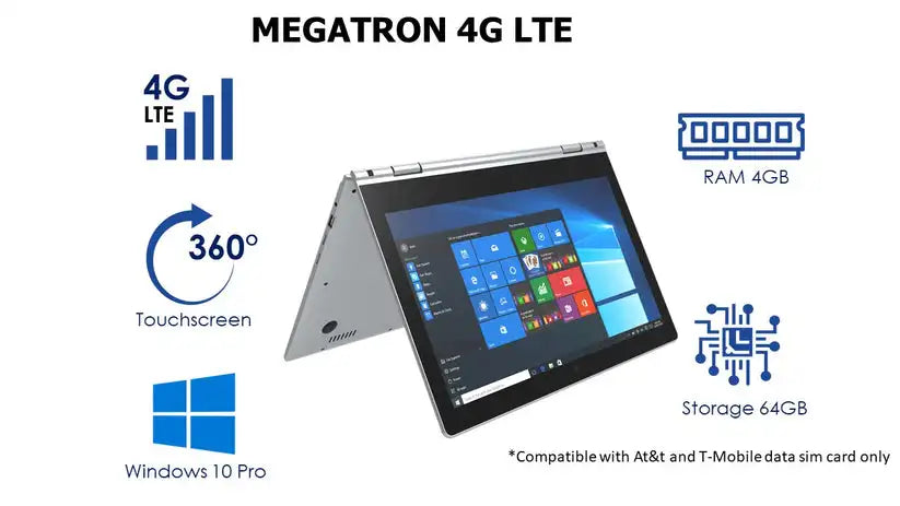 14.1 NCH Notebook Ultrabook 4GB RAM 6GB ROM Touch Screen 360° Laptop PC Windows 10 Pro  Intel Pentium 4G LTE 1920 x 1080 IPS