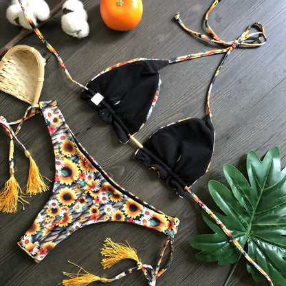 Women's Printed Bikini Beach Holiday Trio