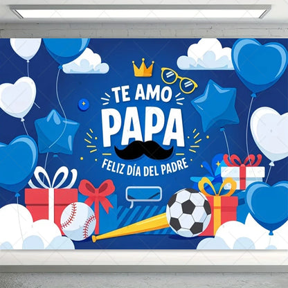 Spanish Happy Father's Day Decor Background I Love Dad Black Suit Tie Family Party Banner Photography Backdrop Supplies Props