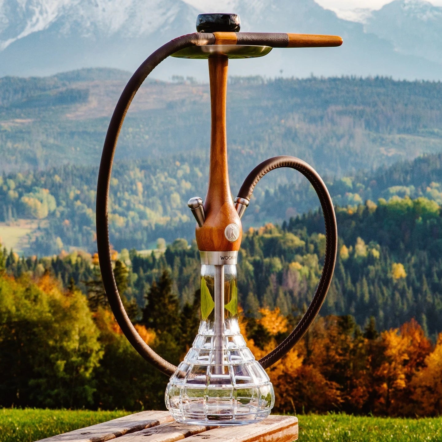 Wookah Hookah Shisha Set High Quality Wooden Large Hookah with Glass Bottle Single Pipe