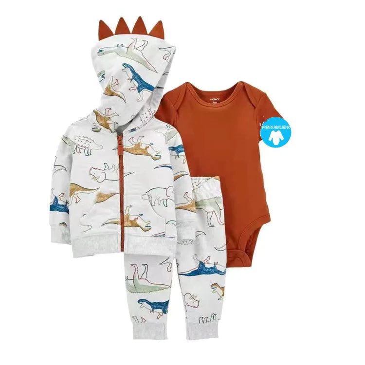 3-Piece Newborn Set – Hooded Coat, Romper & Trousers
