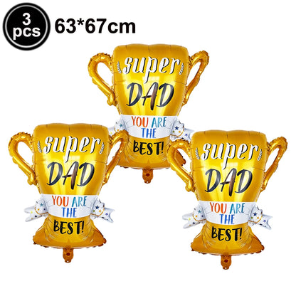 Super Dad Balloons Happy Father's Day Champagne Foil Helium Ball Champagne Beer Ballon Father's Day Gifts Supplies Globos