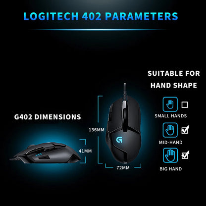 Logitech G402 Wired Gaming Mouse – RGB, 8-Button Macro