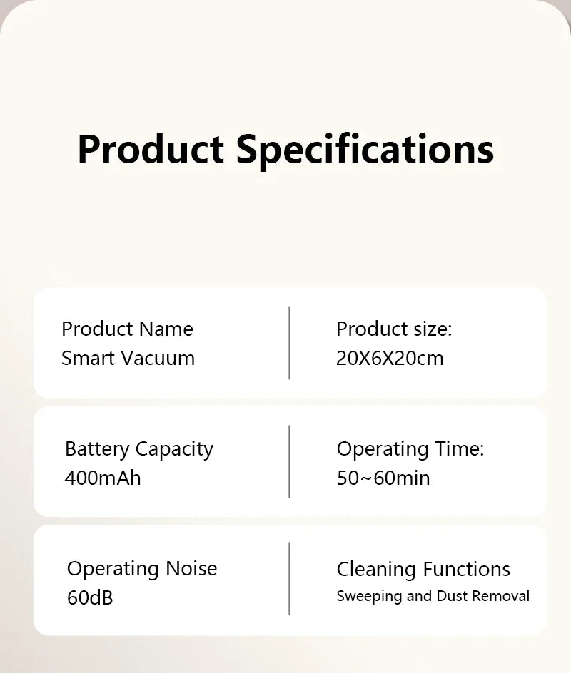 Smart Sweeping Robot Sweeping Suction Mopping 3-in-1 USB Rechargeable Vacuum Home Appliance For Floors Countertops Pet Hair