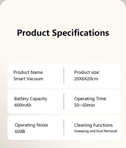 Smart Sweeping Robot Sweeping Suction Mopping 3-in-1 USB Rechargeable Vacuum Home Appliance For Floors Countertops Pet Hair