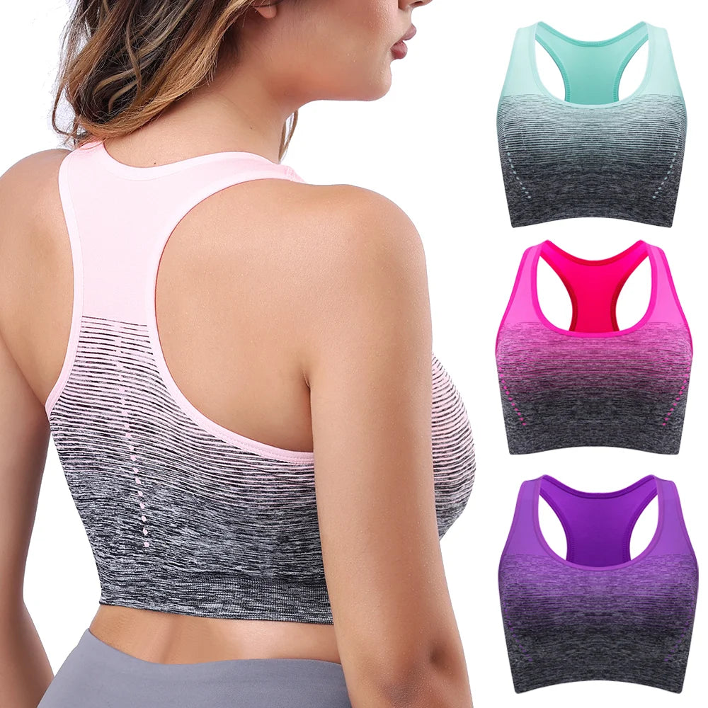 Gradient Padded Breathable Workout Sports Bra