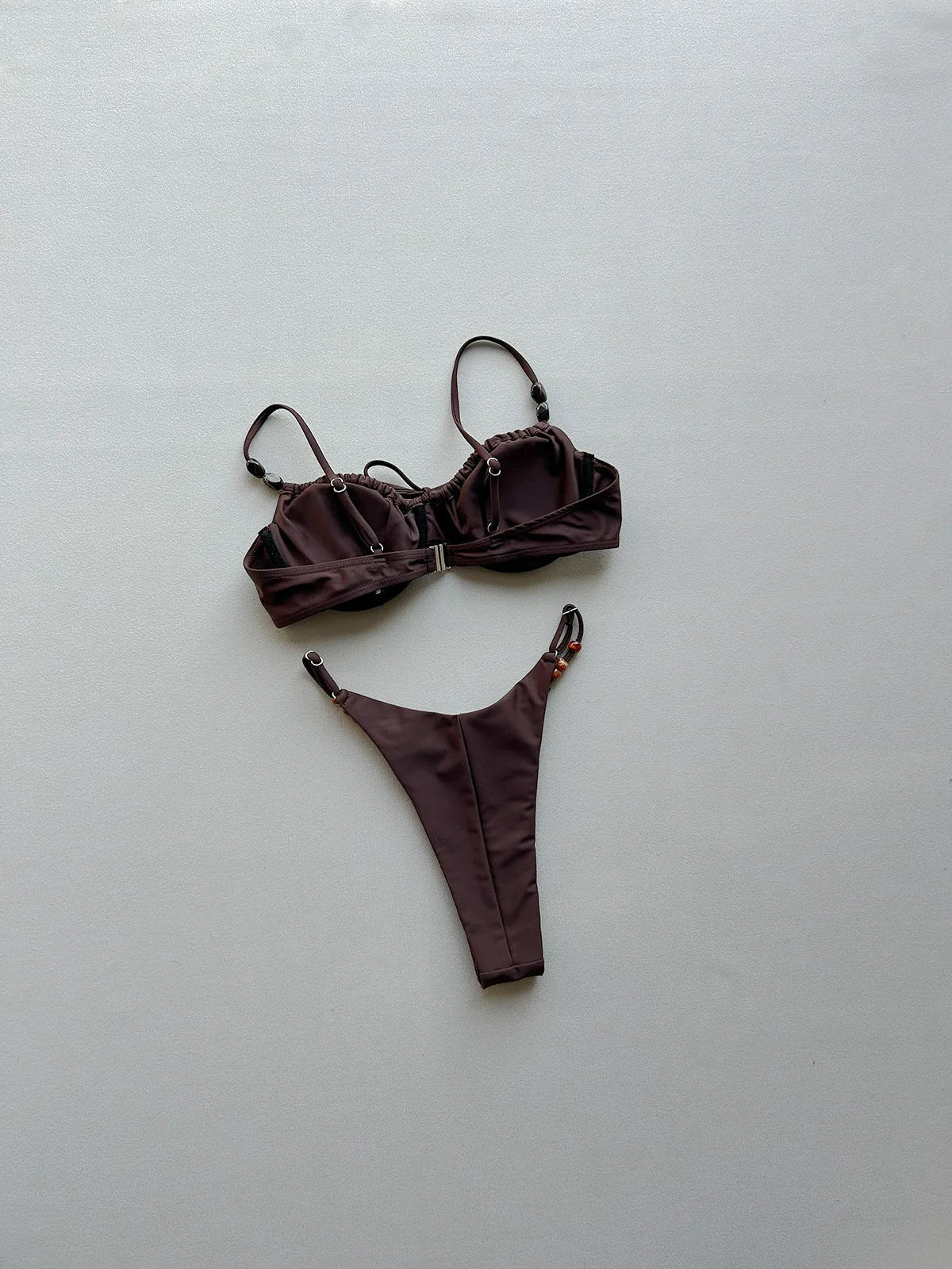 2026 New Sexy Underwire Padded Swimsuit Lace-up Micro Bikini Set Beachwear Female Push Up Low Waist Biquini Bead Decor Swimwear