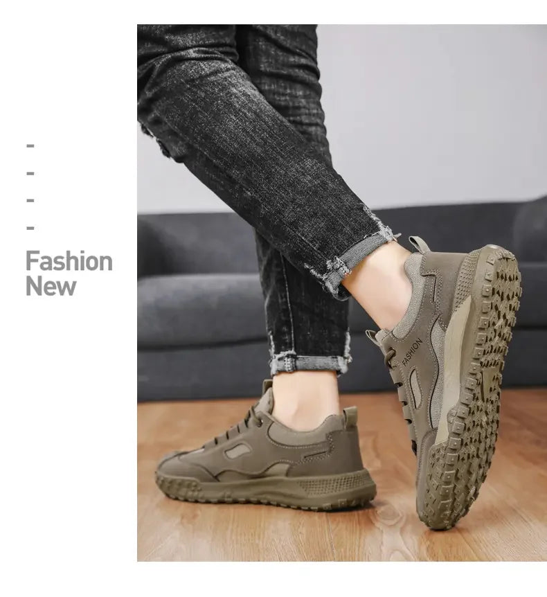 Sneakers for Men High Quality Thick Soled Work Strap Outdoor Mountaineering Anti Slip Platform Wear-resistant Casual Sport Shoes
