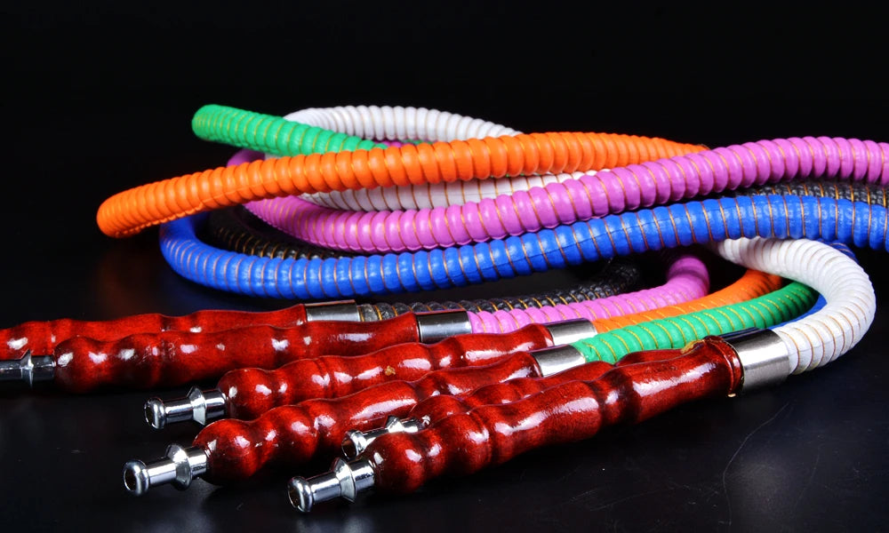 1M Leather Shisha Pipe Hookah Hose Wood Mouth Tip Shisha Pipe Hookah Hose Sheesha Narguile Chicha Water Pipes Shisha Hookah Hose