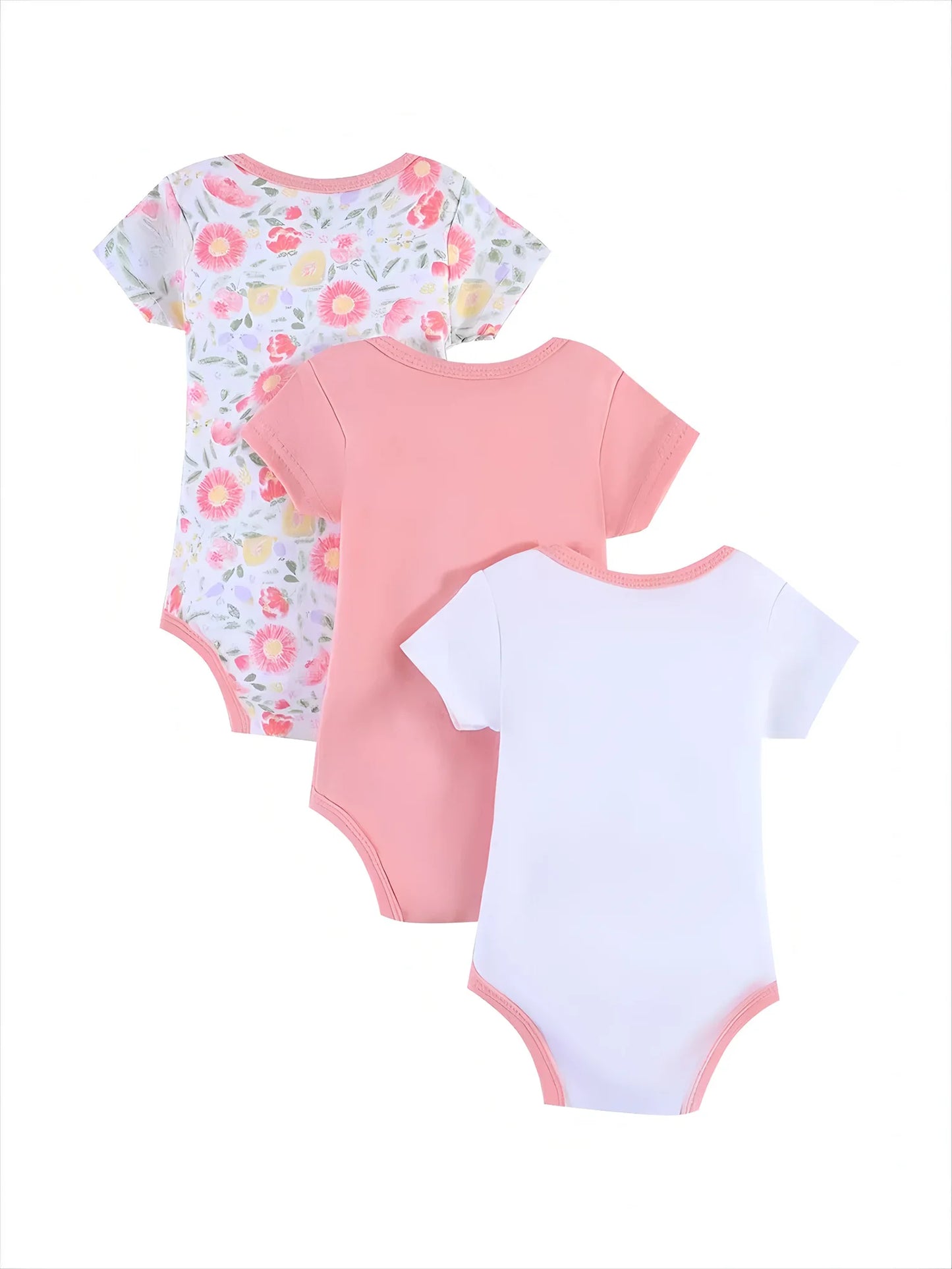 Baby girl clothes 3PCS Baby girl onesies newborn baby clothes Summer Short-sleeved jumpsuit Suitable for 0-9 months