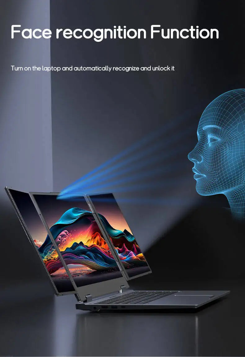 CRELANDER MAX16 New Laptop Triple Screen Intel Core i7 CPU 16 inch +dual 10.5 inch Face Recognition RJ45 M2 SSD Notebook Laptop