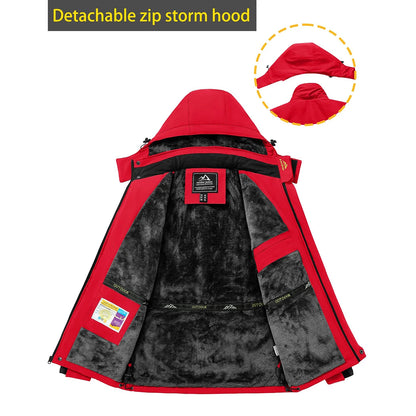 TACVASEN Men's Waterproof Ski Jacket Fleece Lining Warmth Parka Winter Snow Working Outdoors Hooded Coat Rain Shell Windbreaker