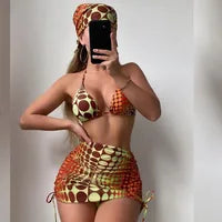 Three-Piece Swimsuit 2025 New Bikini Sexy Solid Color Split Women's Swimwear for Women