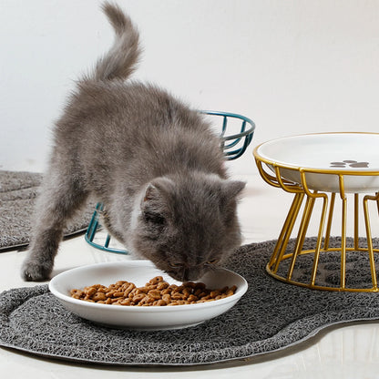 Pet ceramic bowl, tall cat food bowl, snack canister dish, cat food bowl with neck protection and anti-toppling function