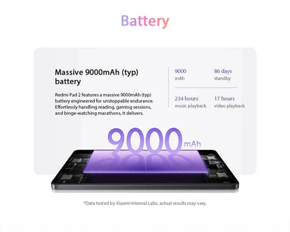 Xiaomi Redmi Pad 2 4GB/128GB 6GB/128GB 8GB/256GB 9000mAh Battery 11" 2.5K WiFi Global Version Tablet PC
