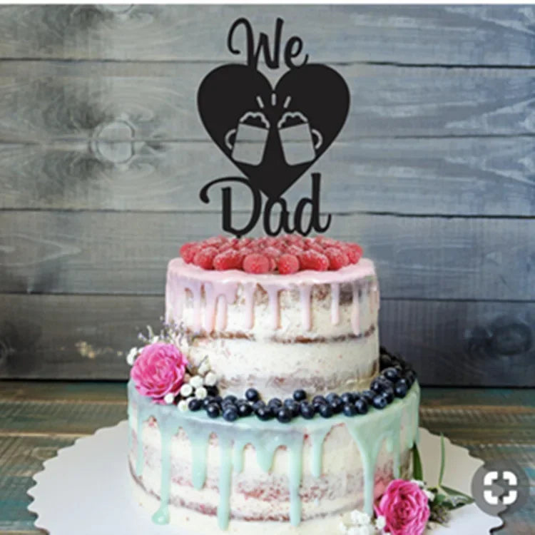 New Dad's Happy Birthday Cake Topper Golden Beer Super Dad High-grade Acrylic Father's Day Party Cake Toppers Dessert Decoration