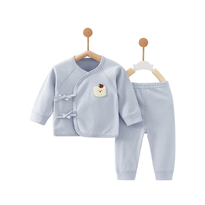 Newborn baby clothes Spring and Autumn pure cotton high waist baby split set Baby autumn clothes and pants