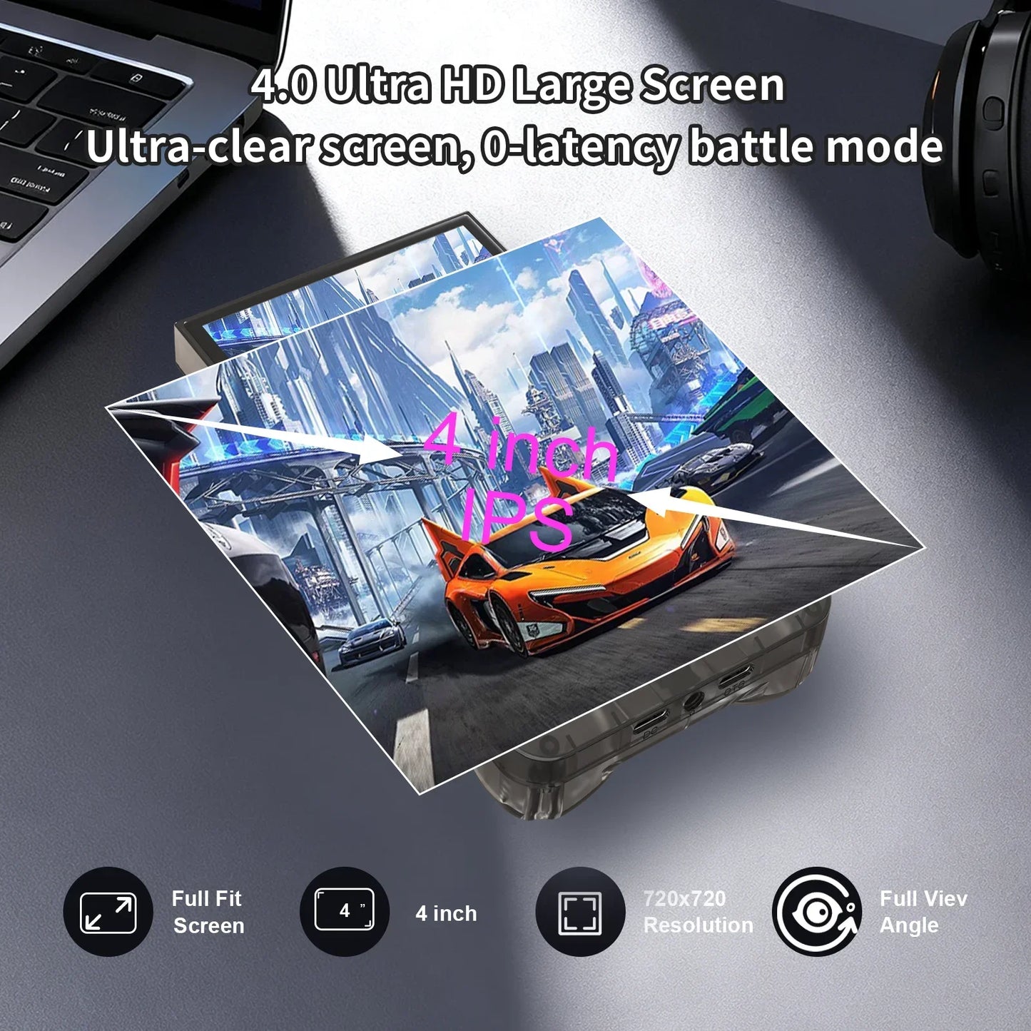GAMINJA ANS13 Handheld Retro Console – 4" IPS, 15,000+ Games