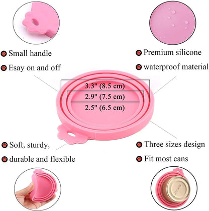 Food Can Lids Silicone Pet Food Can Covers for Dog  Cat Food One Tin Cap Fit Most Standard Size Dog Cat Food Canned
