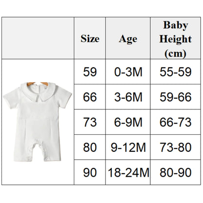 Baptism Clothes for Infant Boys Girls Soft Cotton Bodysuit 3-24 Months Baby First Christening Outfit Summer Toddler Suit