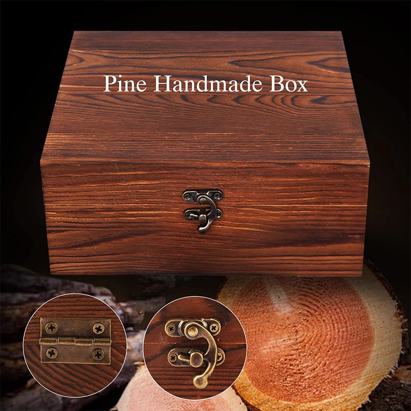 Father'S Day Gift For Men Whiskey Stones Set 8 Pcs Granite Ice Cubes+ 2 Pcs Cups For Whisky In Wooden Bottle Box Present For Dad