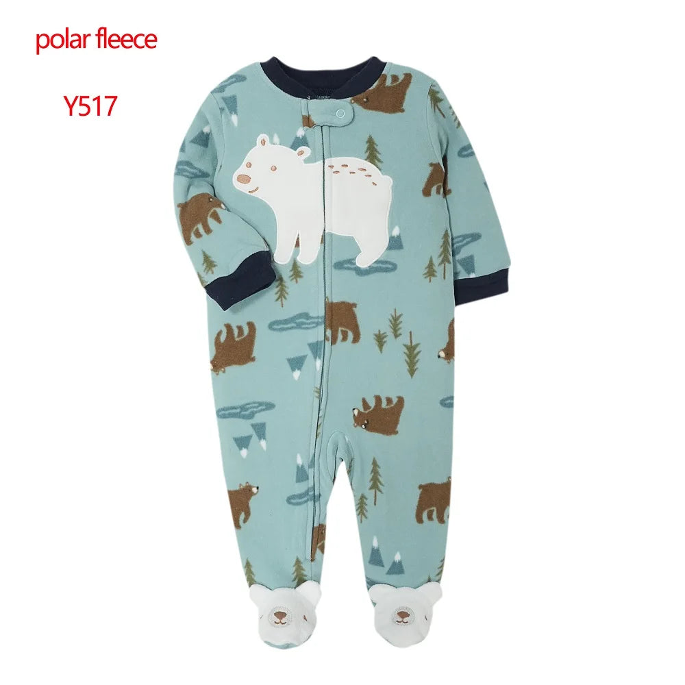 Newborn Infant Baby Boy Girl Romper Spring Autumn Polar Fleece Long-Sleeve Jumpsuit Warm Toddler Baby Clothes For a 0-12 Months