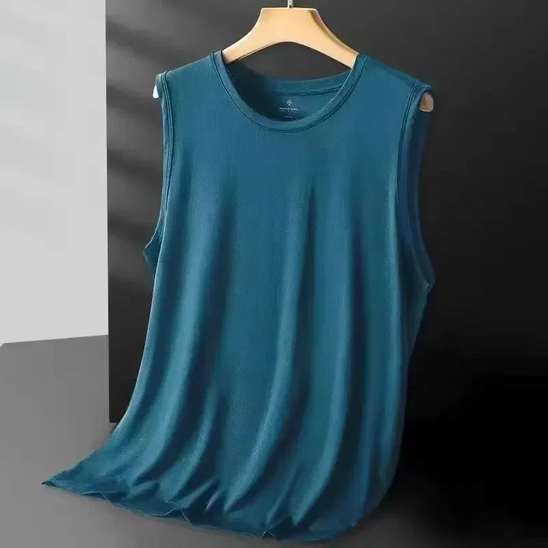 Men's Ice Silk Mesh Tank Tops Gym Stringer Transparent Bodybuilding Sleeveless Shirt Fitness Vest Male mesh Muscle Singlets
