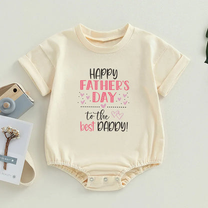Happy Father's Day To The Best Daddy Baby Retro Bubble Romper Baby Boy Girl Fathers Day Outfits Baby Shower Gifts