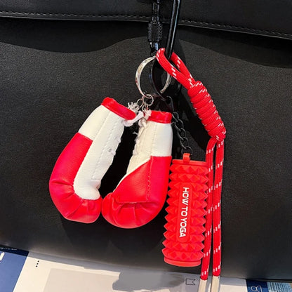 New Boxing Gloves Keychain Fitness Key Chain Sports Backpack Pendant Yoga foam Axis Keychain Bag Charm Fitness Gift