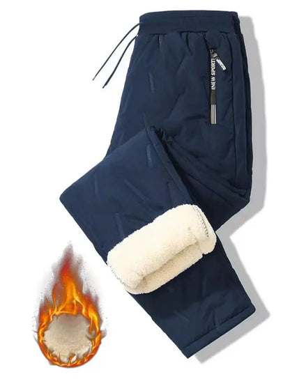 European size thick cotton pants with cashmere for men's cold and casual wear, ultrasonic cotton pants available in multiple col