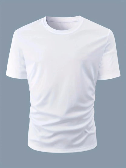 Summer men's 100% cotton casual loose fit large A letter print round neck short sleeved T-shirt top