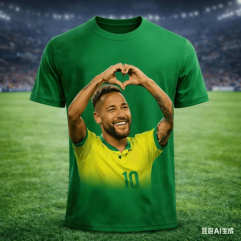 AI Classic Jersey # 10 Neymar Printed T-shirt Outdoor Fitness Training Sportswear Summer Men's Children's T-shirt Large Size