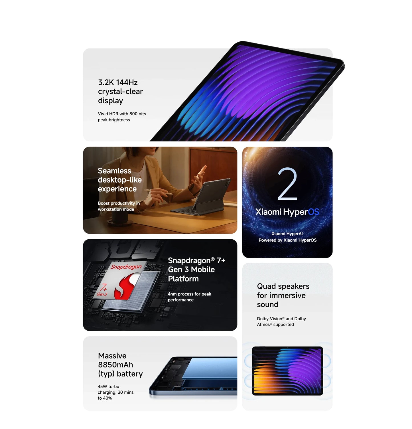 Global Version Xiaomi Pad 7 11.2‘’ 3.2K 144Hz Display 8850mAh Big Battery 13MP Real Camera Tablet PC Snapdragon 7+ Gen 3