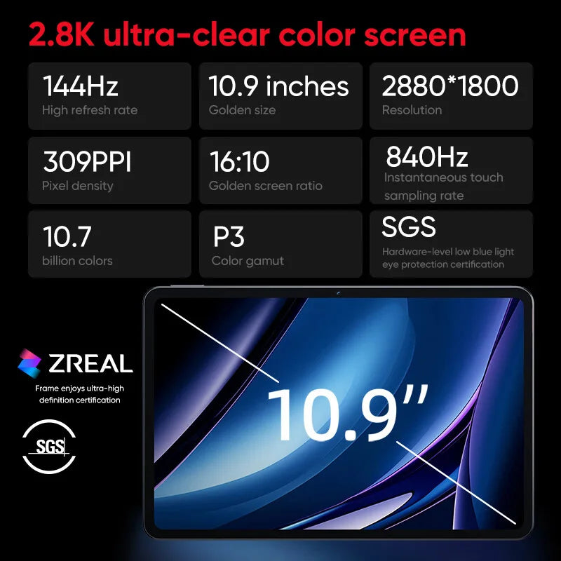 nubia Pad Pro Global Version  WIFI Snapdragon 8 Gen 3 10100mAh Battery 66W Fast Charge Tablet 10.9'' 2.8K 144Hz Display