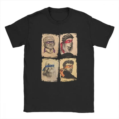 Science Turtles T-Shirt Men Mutant Ninja Short Sleeve Humor Tee Shirt O-Neck Cotton Funny Tops Printed Graphic T Shirt