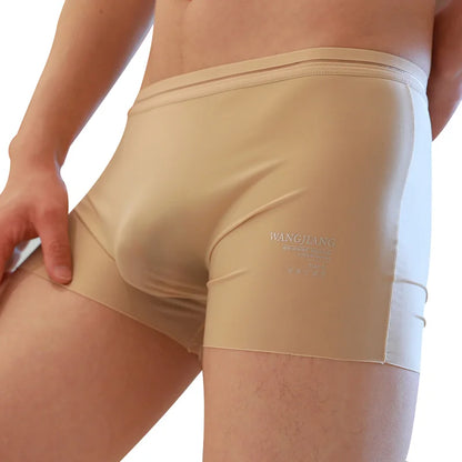 Fashion Men's Underwear Ice Silk Seamless Solid Color Ultra-thin Breathable Boxers for Male Lingerie Bikini Panties