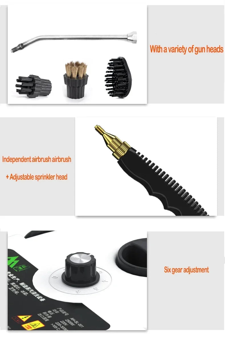 Steam Cleaner High Temperature Pressure Washer with Remote control Steam Cleaning Machine For Home Kitchen Hood Car 2500W