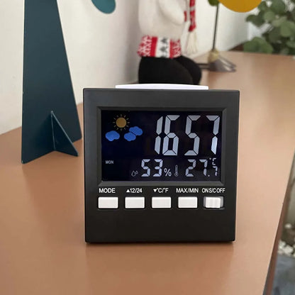 Electronic Alarm Clock with Backlit Thermometer and Hygrometer  Voice Controlled  Accurate Time and Temperature Reading