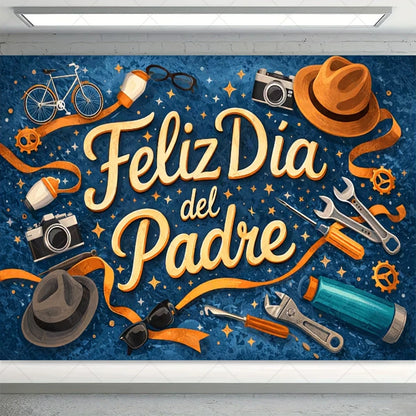 Spanish Happy Father's Day Decor Background I Love Dad Black Suit Tie Family Party Banner Photography Backdrop Supplies Props