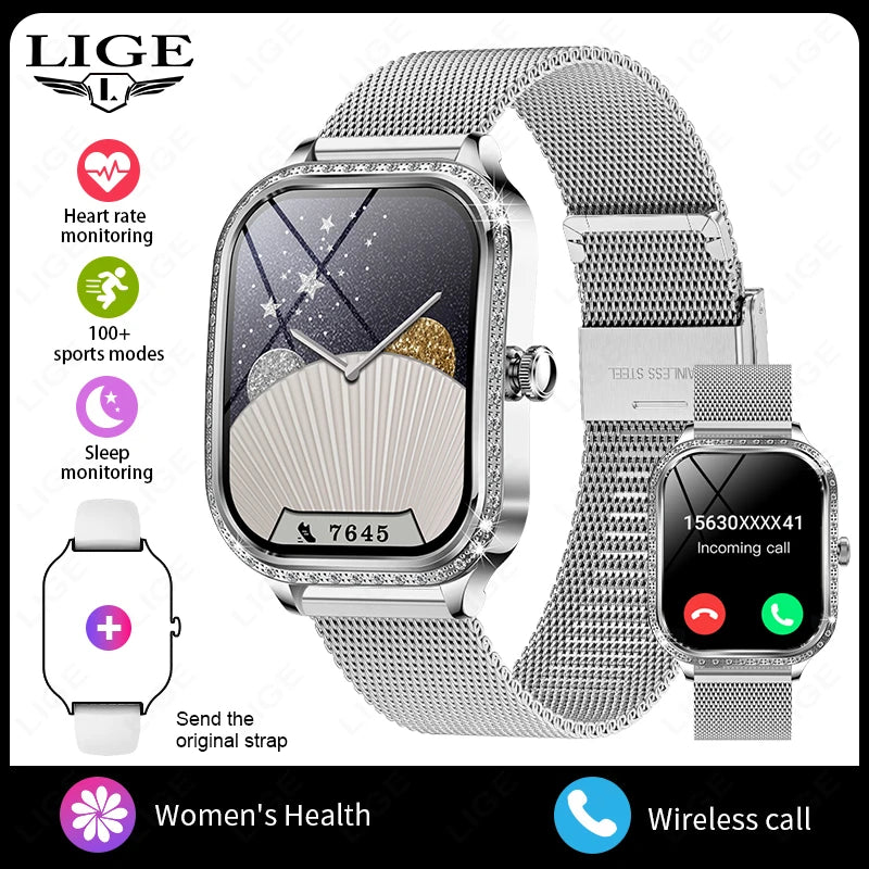 2026 Fashion Women Smart Watch Bluetooth Call Custom Watch Face Fitness Tracker IP68 Waterproof Smartwatch Woman for Android IOS