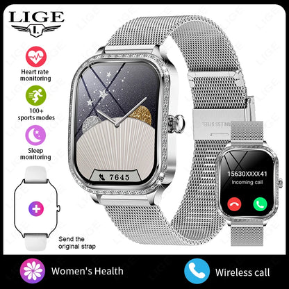 2026 Fashion Women Smart Watch Bluetooth Call Custom Watch Face Fitness Tracker IP68 Waterproof Smartwatch Woman for Android IOS
