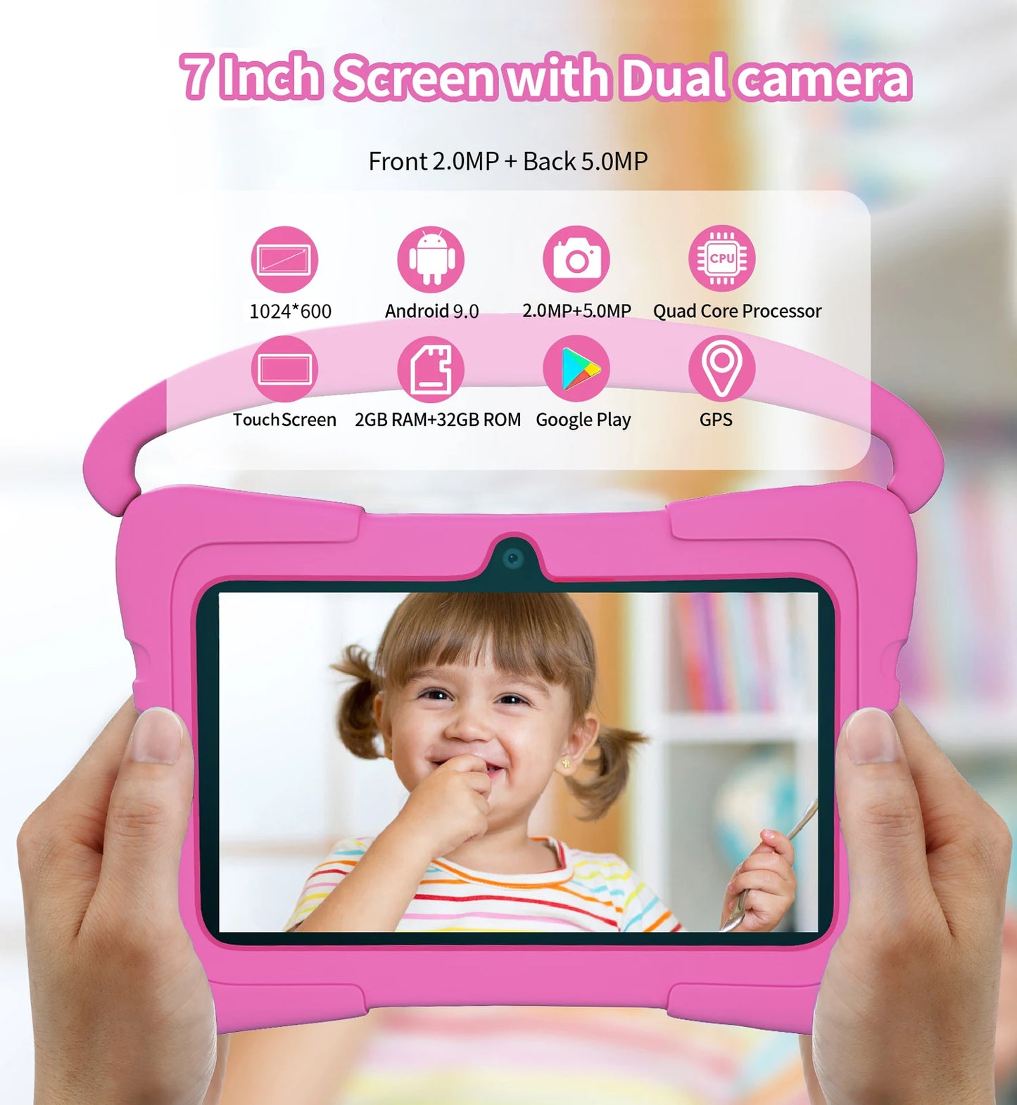 7.0 Inch Kids Tablet Android 12 Quad Core 4GB+64GB WiFi Bluetooth Educational Software Tablets Children's Gifts