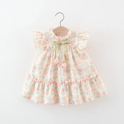 Summer New Baby Girl Dress Sweet Tulip Children'S Sleeveless Clothes (9 Months -4 Years Old)