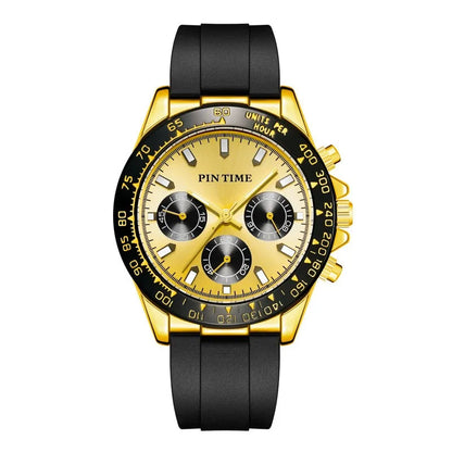 Best Watches for Men Multifunctional Chronograph Analog Quartz Waterproof Wirstwatch Silicone Strap Man Gifts Watch