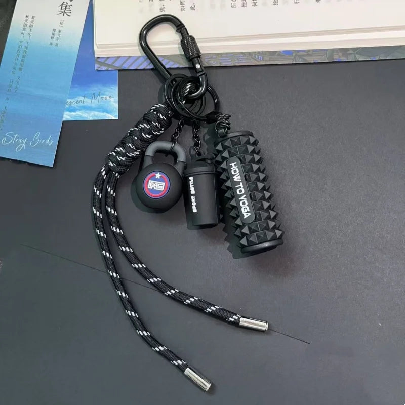 Mini Yoga Foam Roller Keychain Fashion DIY Boxing Gloves Dumbbell Keychain Sports Bag Pendant Fitness Enthusiast Gift