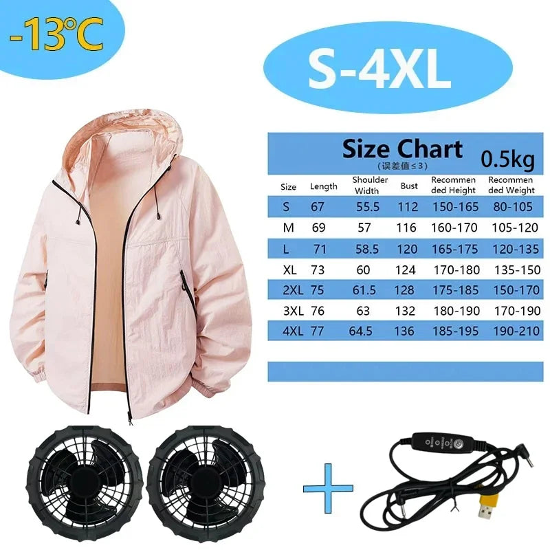 Men Women Smart Air Conditioning Cooling Jacket with Fans Intelligent Heat Dissipation UV Protection Outdoor Work Clothes Summer