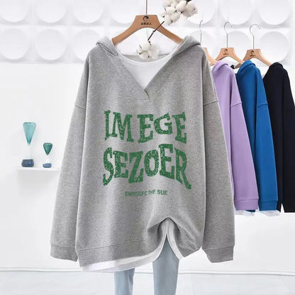 Kpop V-Neck Two Piece Hoodie Set