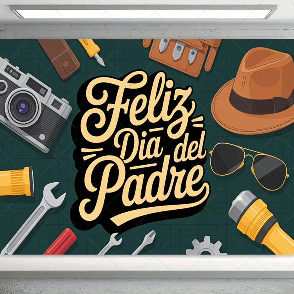 Spanish Happy Father's Day Decor Background I Love Dad Black Suit Tie Family Party Banner Photography Backdrop Supplies Props