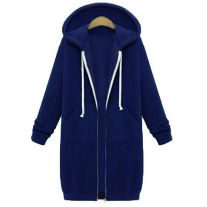Solid Color Pocket Long Sweatshirt Coat