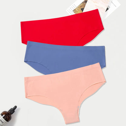 WarmSteps 3Pcs/Set Seamless Woman Panties Underwear Fitness Sports Women's Briefs Ice Silk Sexy Female Lingerie XXL Large Size